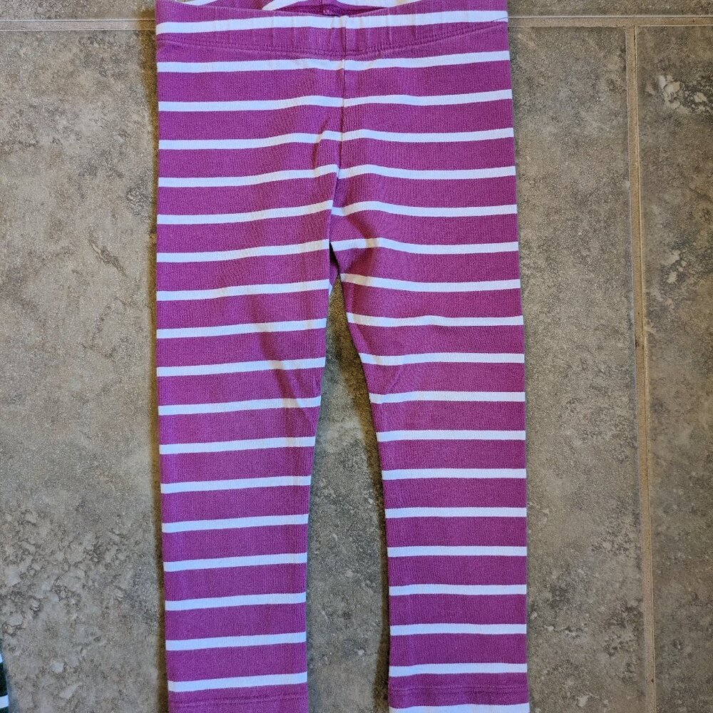 Pink and white striped Primary leggings, size 3
